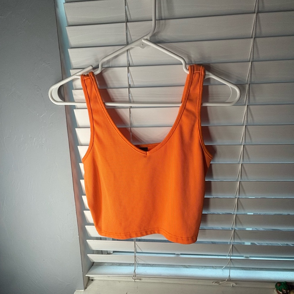 SHEIN Orange Fitted Crop Tank Top
